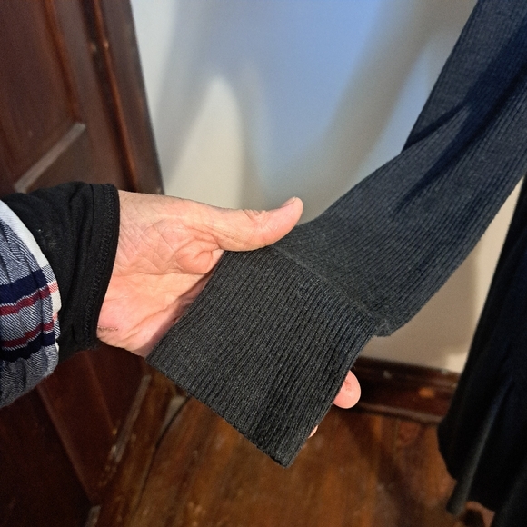 Charcol A-Line Knee-Length Sweater Dress. Plastic Island size Md Partial Ribbing - Picture 5 of 11
